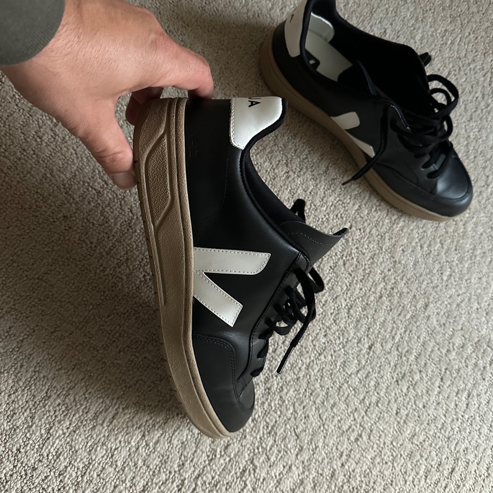 Veja Black and White Men's Sneakers with Tan Sole